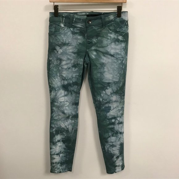 NWOT Size 27 Level 99 Green Tie Dye Effect Jeans - Picture 1 of 3